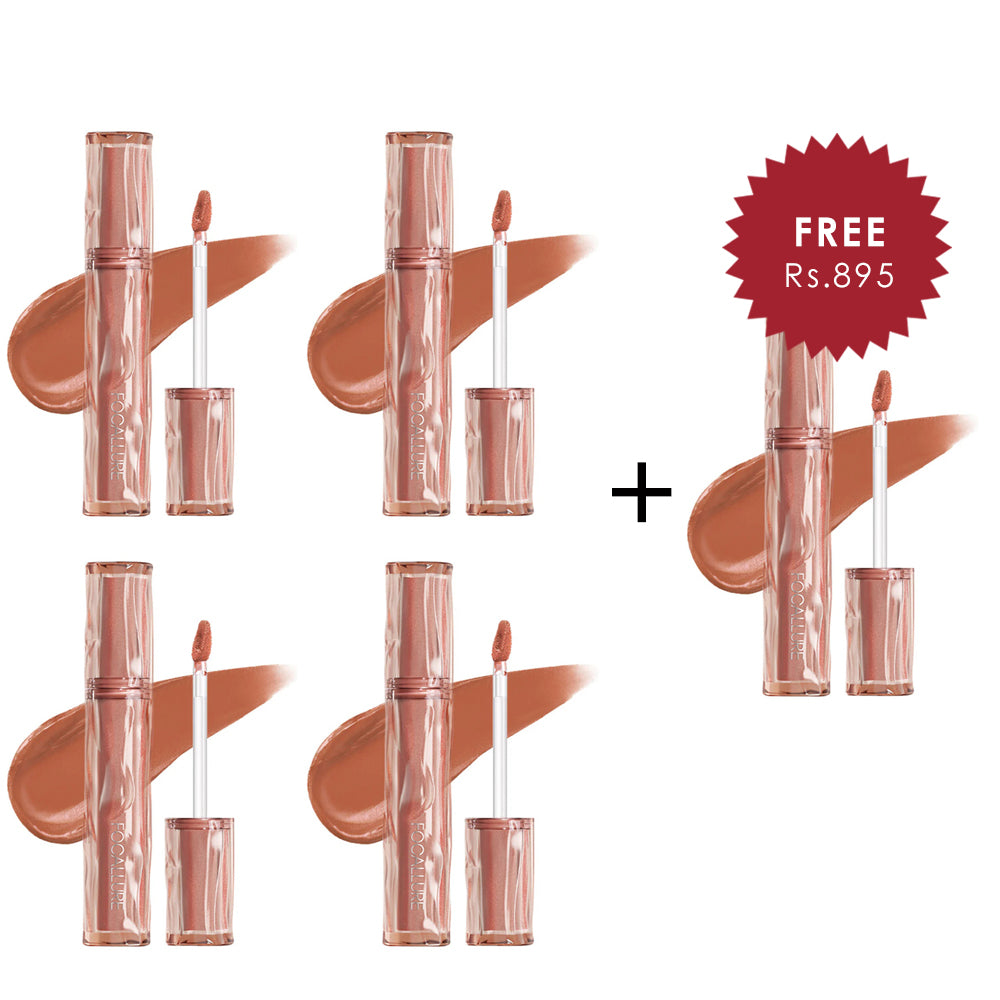 Focallure Airy Velvet Lipcream-#NU01 4pc Set + 1 Full Size Product Worth 25% Value Free