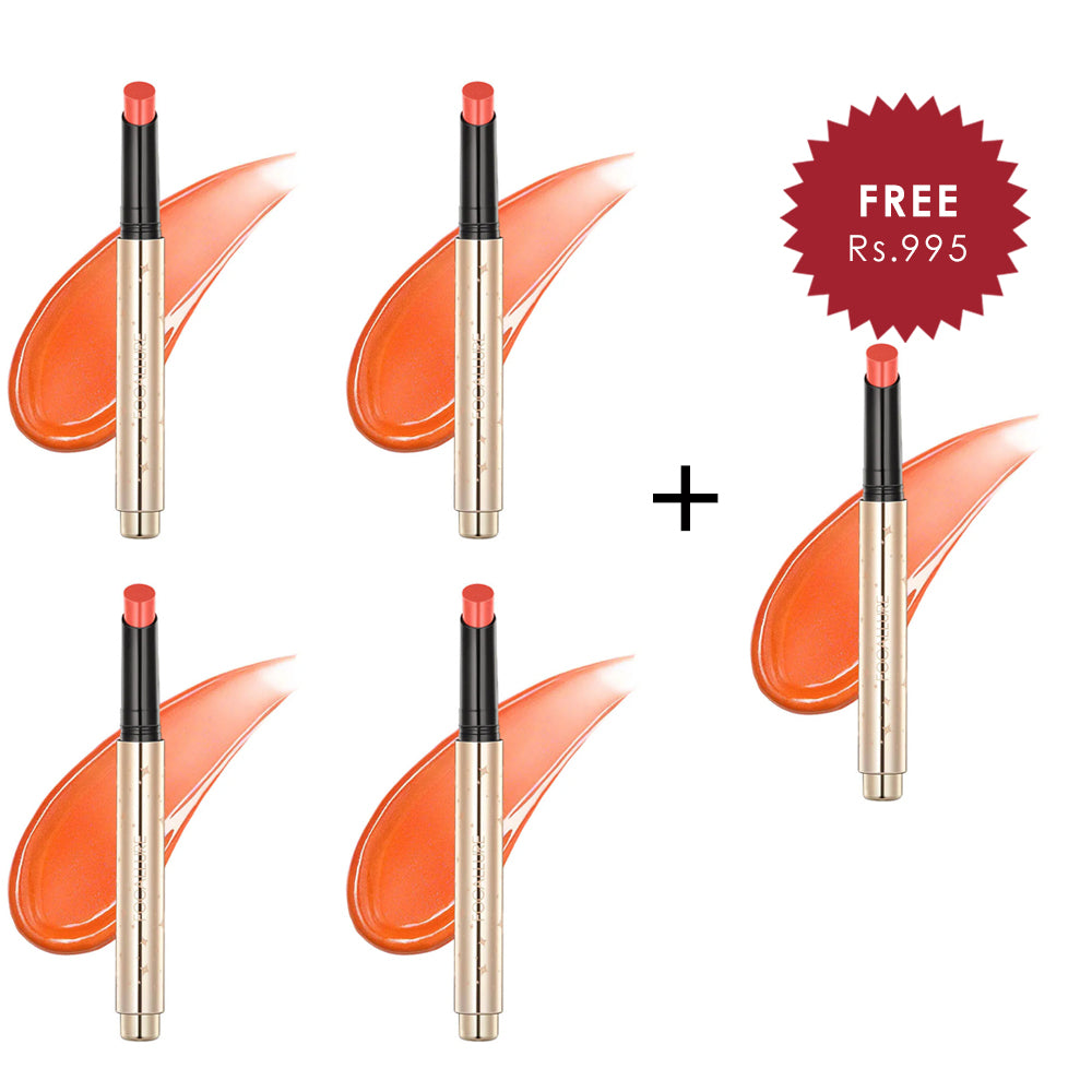 Focallure Sparkling Gem Lip Gloss Stick #OR01 Confectionary 4pc Set + 1 Full Size Product Worth 25% Value Free