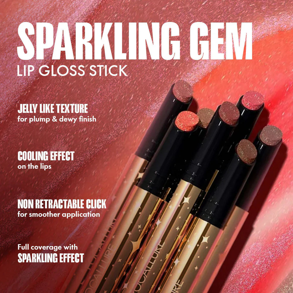 Focallure Sparkling Gem Lip Gloss Stick #OR01 Confectionary 4pc Set + 1 Full Size Product Worth 25% Value Free