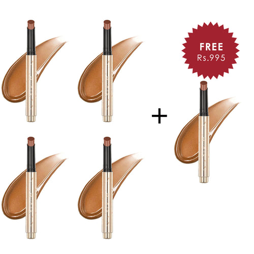 Focallure Sparkling Gem Lip Gloss Stick #OR03 Cinnamon 4pc Set + 1 Full Size Product Worth 25% Value Free