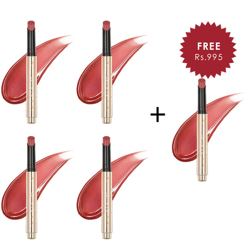 Focallure Sparkling Gem Lip Gloss Stick #RD02 Ardor 4pc Set + 1 Full Size Product Worth 25% Value Free