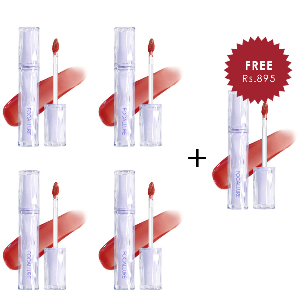 Focallure Lasting Dewy Lipcream-#OR01 4pc Set + 1 Full Size Product Worth 25% Value Free