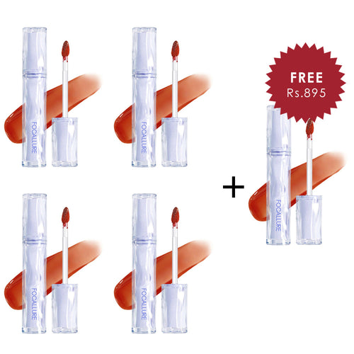 Focallure Lasting Dewy Lipcream-#OR02 4pc Set + 1 Full Size Product Worth 25% Value Free