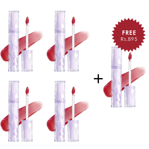 Focallure Lasting Dewy Lipcream-#PK02 4pc Set + 1 Full Size Product Worth 25% Value Free