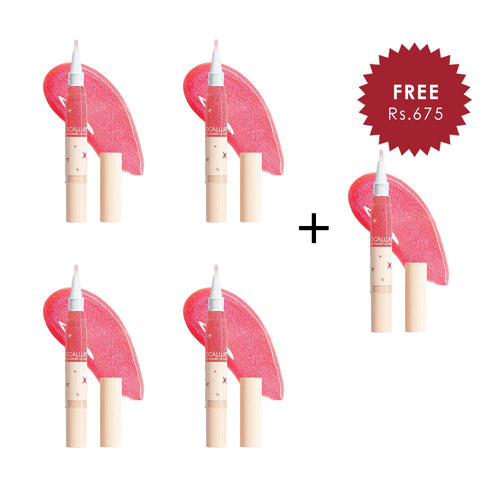 Focallure Star-studded Lip Gloss #PK01 Daja Vu 4pc Set + 1 Full Size Product Worth 25% Value Free