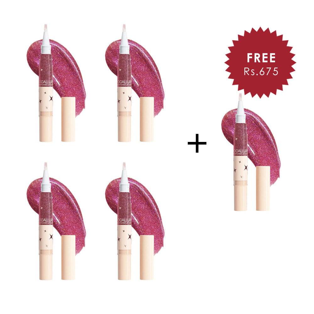 Focallure Star-studded Lip Gloss #PK02 Serendipity Berry 4pc Set + 1 Full Size Product Worth 25% Value Free