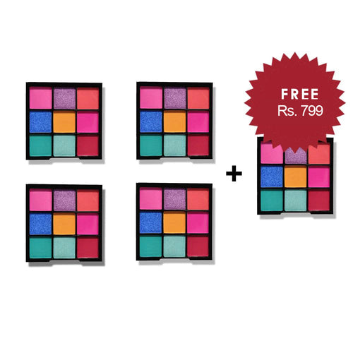 Nicka K Nine Color Eyeshadow Palette - Birthday Cake 4Pcs Set + 1 Full Size Product Worth 25% Value Free