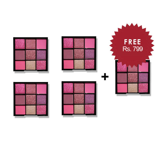 Nicka K Nine Color Eyeshadow Palette - Sugar Plum 4Pcs Set + 1 Full Size Product Worth 25% Value Free