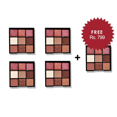 Nicka K Nine Color Eyeshadow Palette - Mocha Mix 4Pcs Set + 1 Full Size Product Worth 25% Value Free