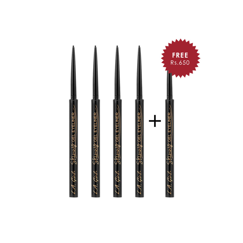 L.A Girl Skiny Gel Liner - Silky Black 4pc Set + 1 Full Size Product Worth 25% Value Free