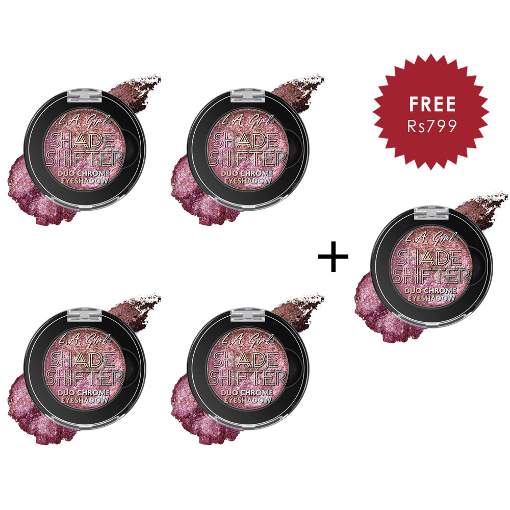 L.A Girl Shade Shifter Duo Chrome Eyeshadow  Aura 4pc Set + 1 Full Size Product Worth 25% Value Free