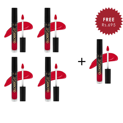 L.A.Girl Glossy Tint Lip Stain-Addict  4pc Set + 1 Full Size Product Worth 25% Value Free