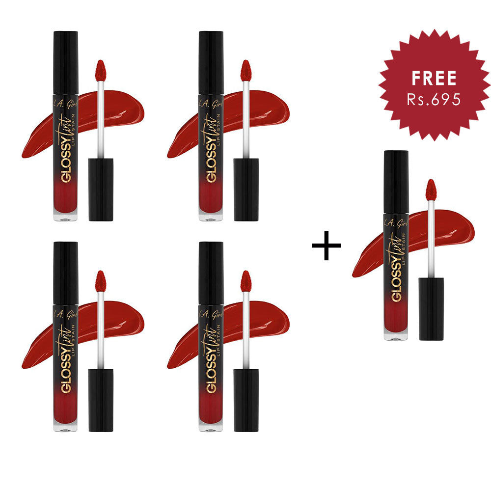 L.A.Girl Glossy Tint Lip Stain-Fabulous  4pc Set + 1 Full Size Product Worth 25% Value Free