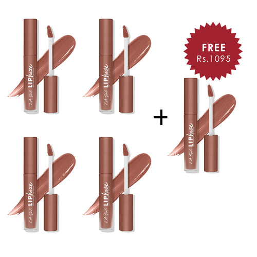 L.A Girl Lip Haze Soft Matte Lip Color-Baby 4pc Set + 1 Full Size Product Worth 25% Value Free