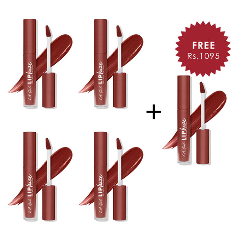 L.A Girl Lip Haze Soft Matte Lip Color-Flirty 4pc Set + 1 Full Size Product Worth 25% Value Free