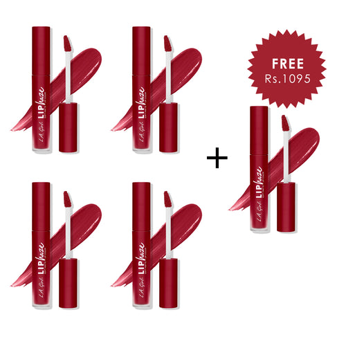 L.A Girl Lip Haze Soft Matte Lip Color-Single 4pc Set + 1 Full Size Product Worth 25% Value Free