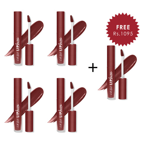 L.A Girl Lip Haze Soft Matte Lip Color-Risk Taker 4pc Set + 1 Full Size Product Worth 25% Value Free