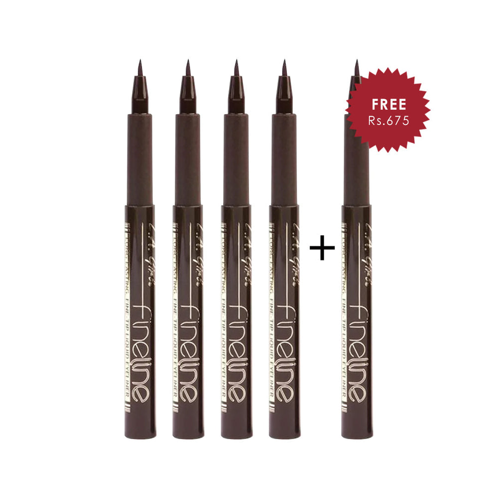 L.A. Girl Fineline Liquid Eyeliner-Dark Brown 4Pc Set + 1 Full Size Product Worth 25% Value Free