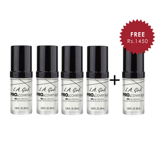 L.A. Girl Pro Coverage Illuminating HD Foundation- White Lightner 4pc Set + 1 Full Size Product Worth 25% Value Free