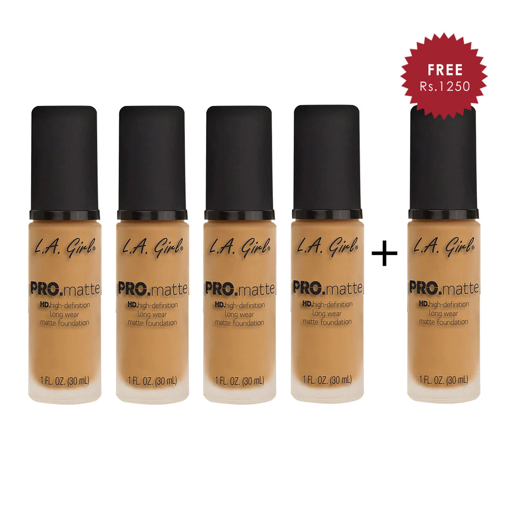 L.A. Girl Hd Pro.Matte Foundation- LIGHT TAN 4Pc Set + 1 Full Size Product Worth 25% Value Free