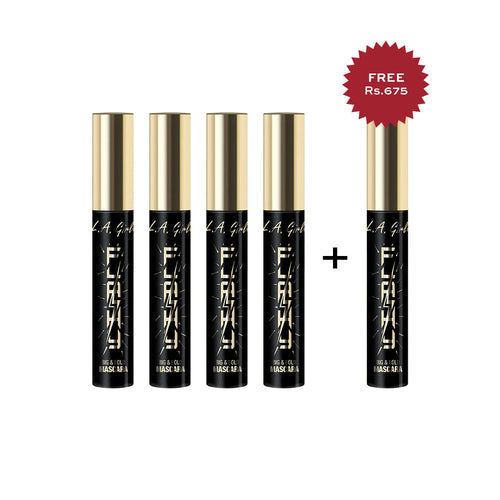 L.A. Girl  Flashy Mascara- Jet Black 4Pc Set + 1 Full Size Product Worth 25% Value Free