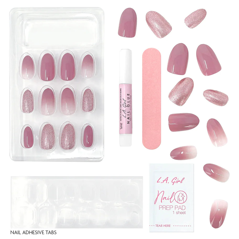 L.A.Girl Luxe Shine Nail Fave Artificial Nail Tips-Excite Me -28 Pc Kit 4pc Set + 1 Full Size Product Worth 25% Value Free