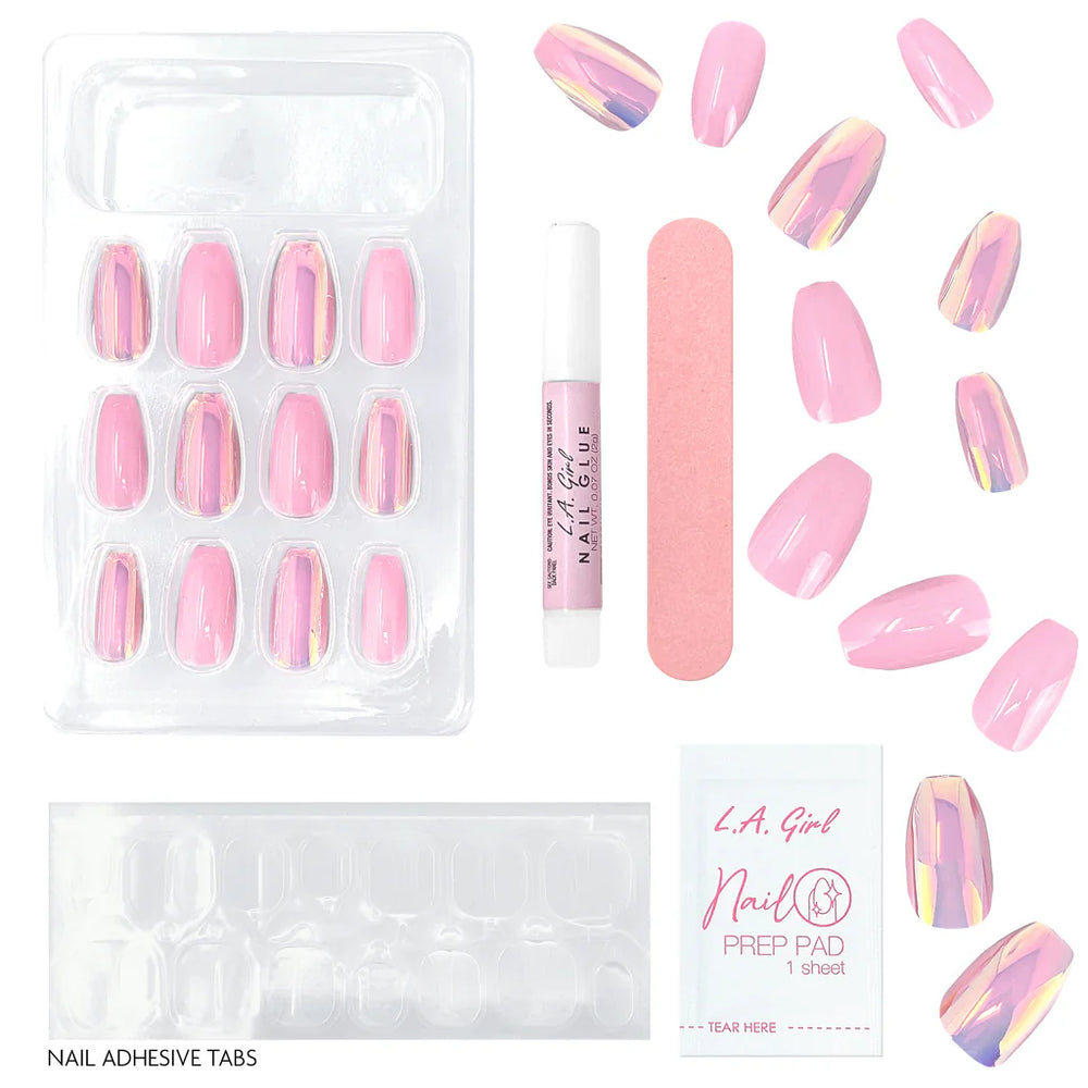 L.A.Girl Luxe Shine Nail Fave Artificial Nail Tips-Total Vibe -28 Pc Kit 4pc Set + 1 Full Size Product Worth 25% Value Free