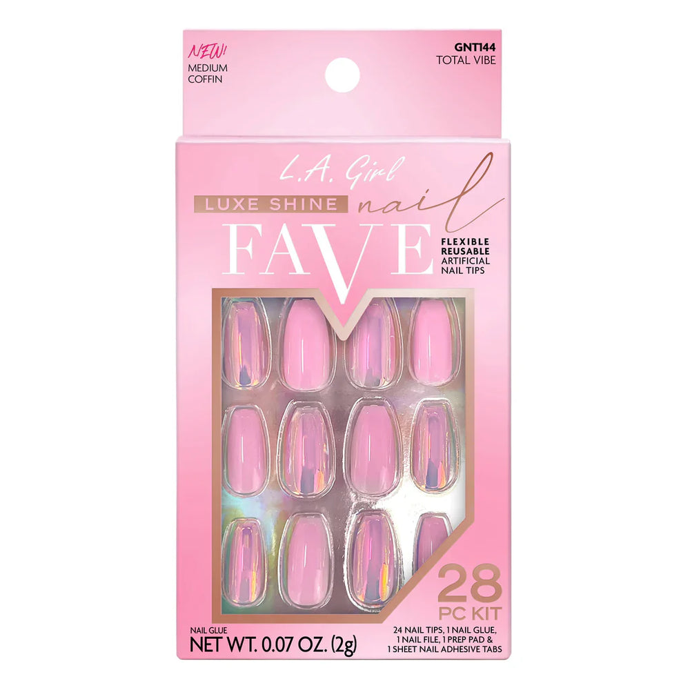 L.A.Girl Luxe Shine Nail Fave Artificial Nail Tips-Total Vibe -28 Pc Kit 4pc Set + 1 Full Size Product Worth 25% Value Free