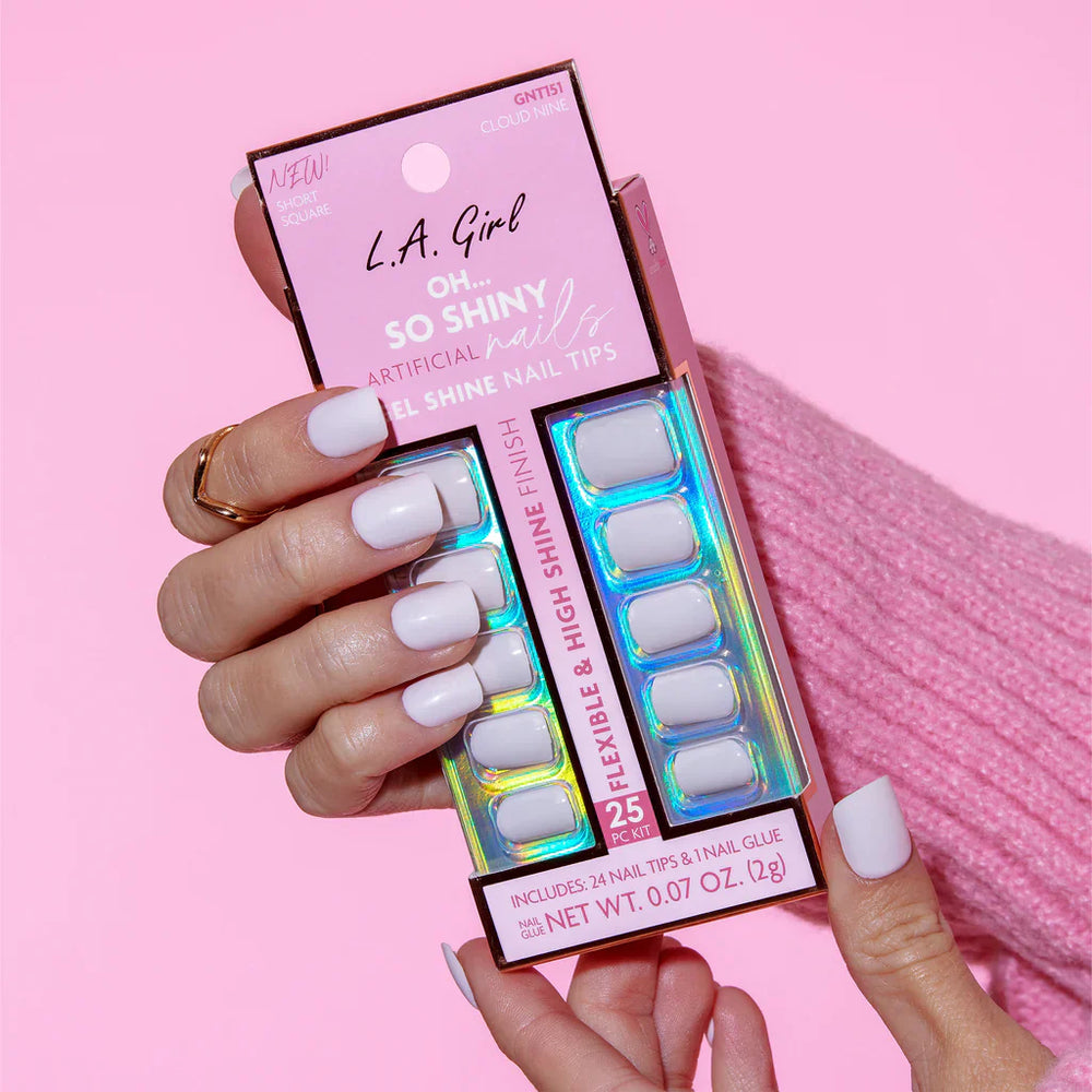 L.A.Girl Oh  So Shiny Artificial Nail Tips-Cloud Nine -25 Pc Kit 4pc Set + 1 Full Size Product Worth 25% Value Free