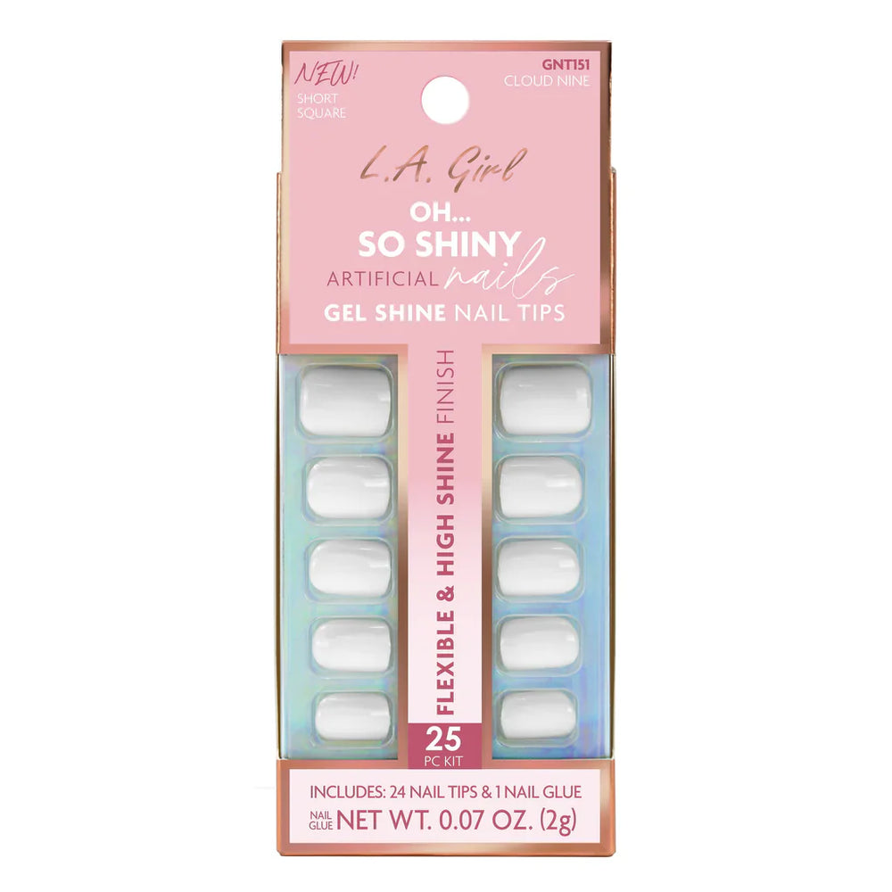 L.A.Girl Oh  So Shiny Artificial Nail Tips-Cloud Nine -25 Pc Kit 4pc Set + 1 Full Size Product Worth 25% Value Free