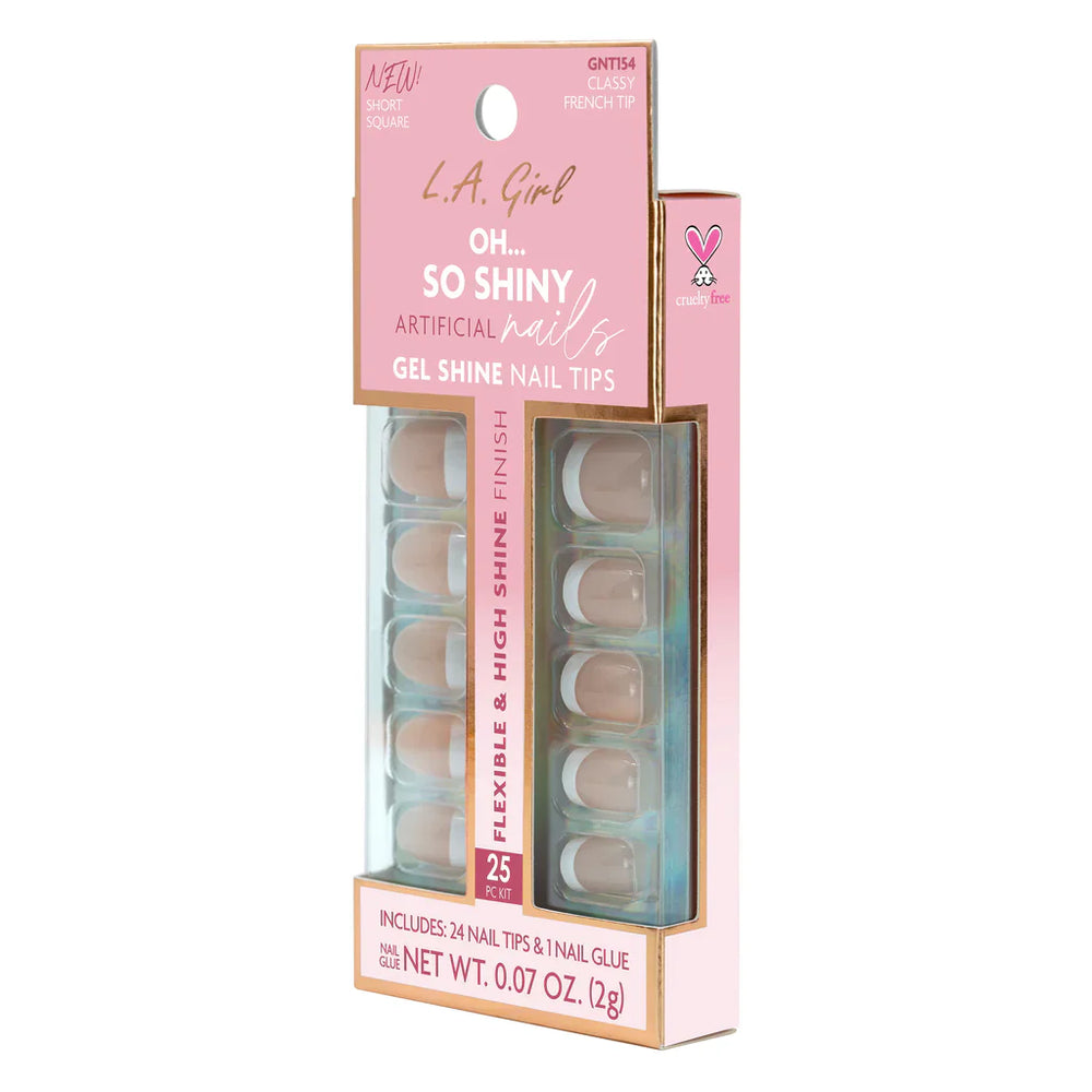 L.A.Girl Oh So Shiny Artificial Nail Tips-Classy French Tip-25 Pc Kit 4pc Set + 1 Full Size Product Worth 25% Value Free