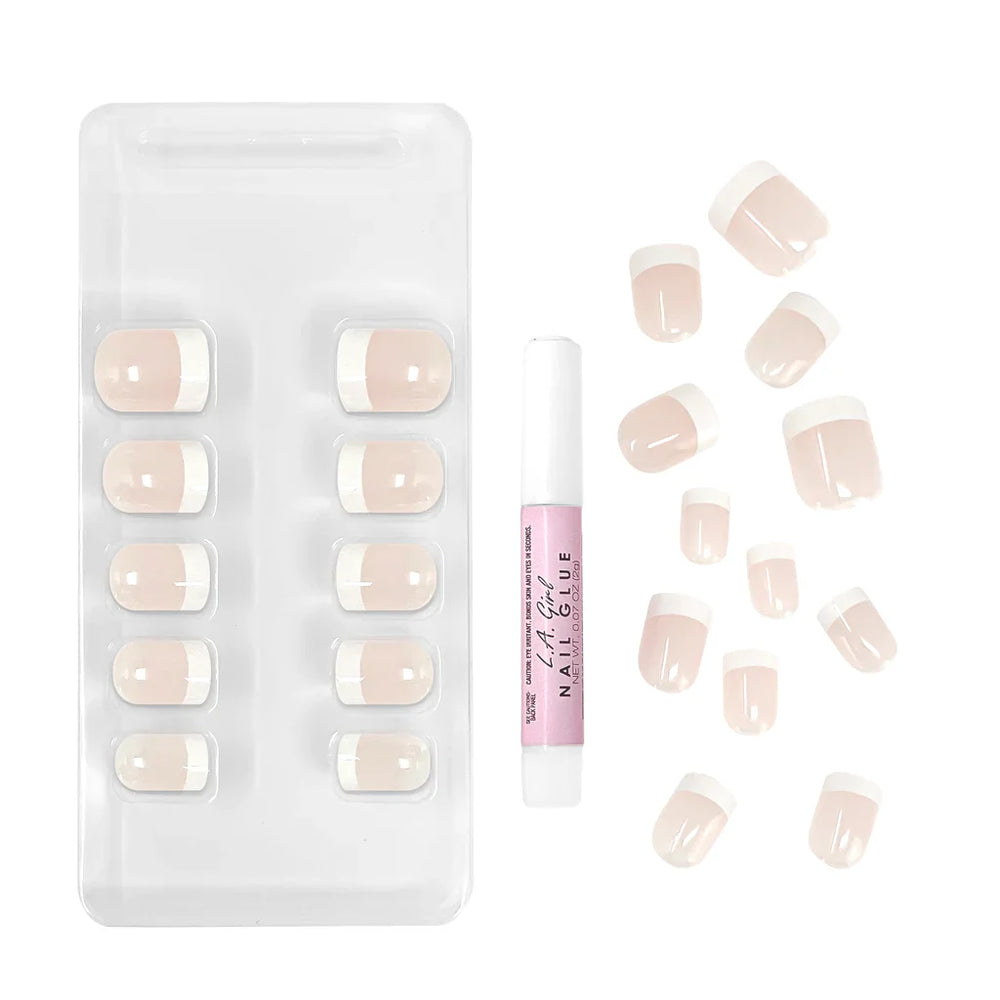 L.A.Girl Oh So Shiny Artificial Nail Tips-Classy French Tip-25 Pc Kit 4pc Set + 1 Full Size Product Worth 25% Value Free