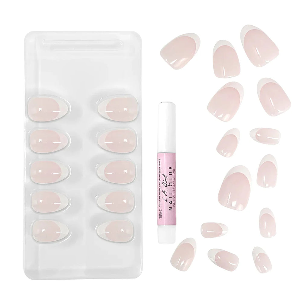 L.A.Girl Oh So Shiny Artificial Nail Tips-Modern French Tip -25Pc Kit 4pc Set + 1 Full Size Product Worth 25% Value Free