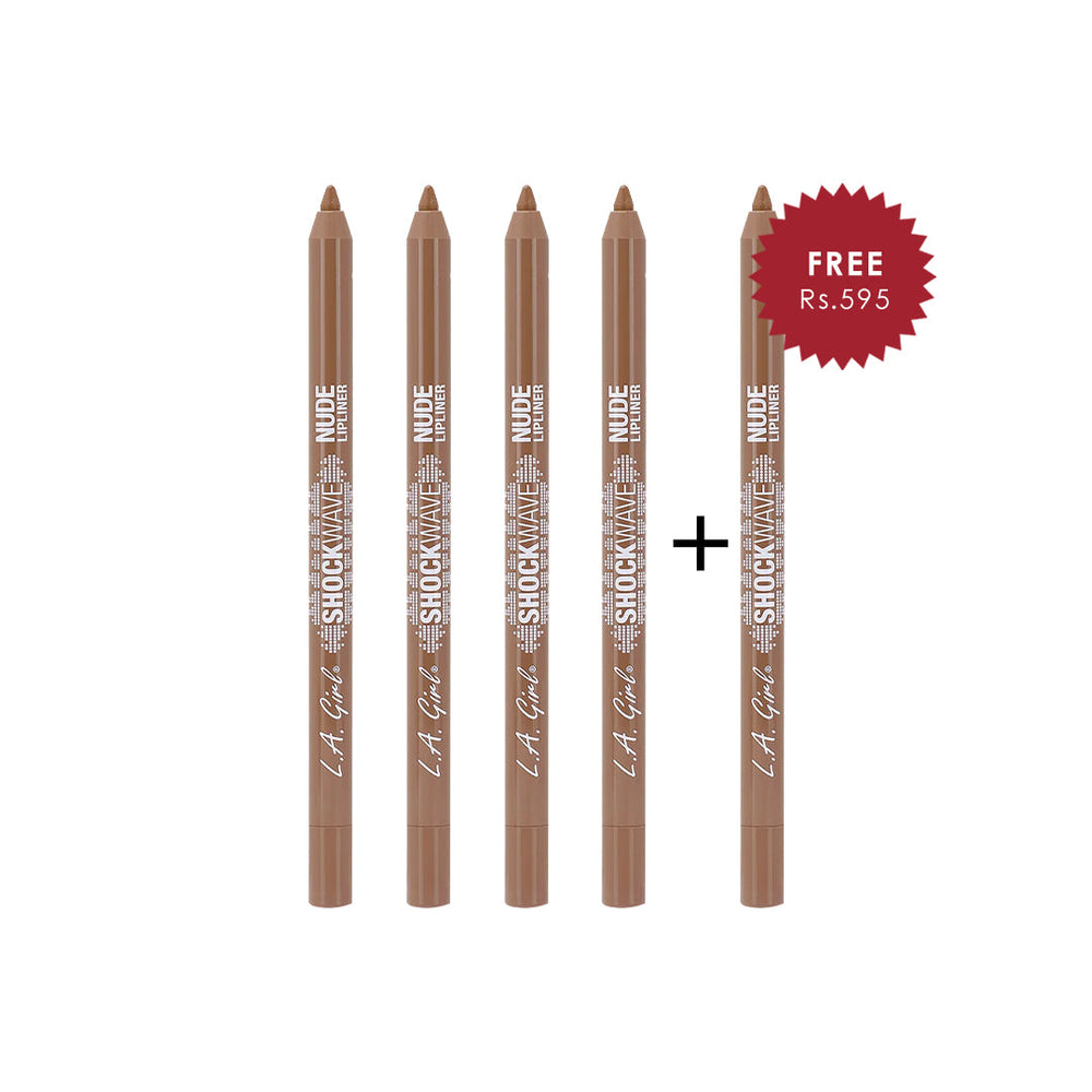 L.A. Girl Shockwave Nude Lip Liner-Maple Glaze 4Pc Set + 1 Full Size Product Worth 25% Value Free