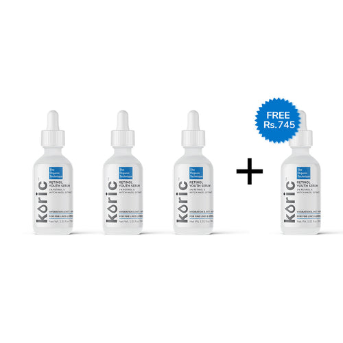 Koric Hydration & Anti-Aging Retinol Youth Serum 3pc Set + 1 Full Size Product Worth Rs 745 Free