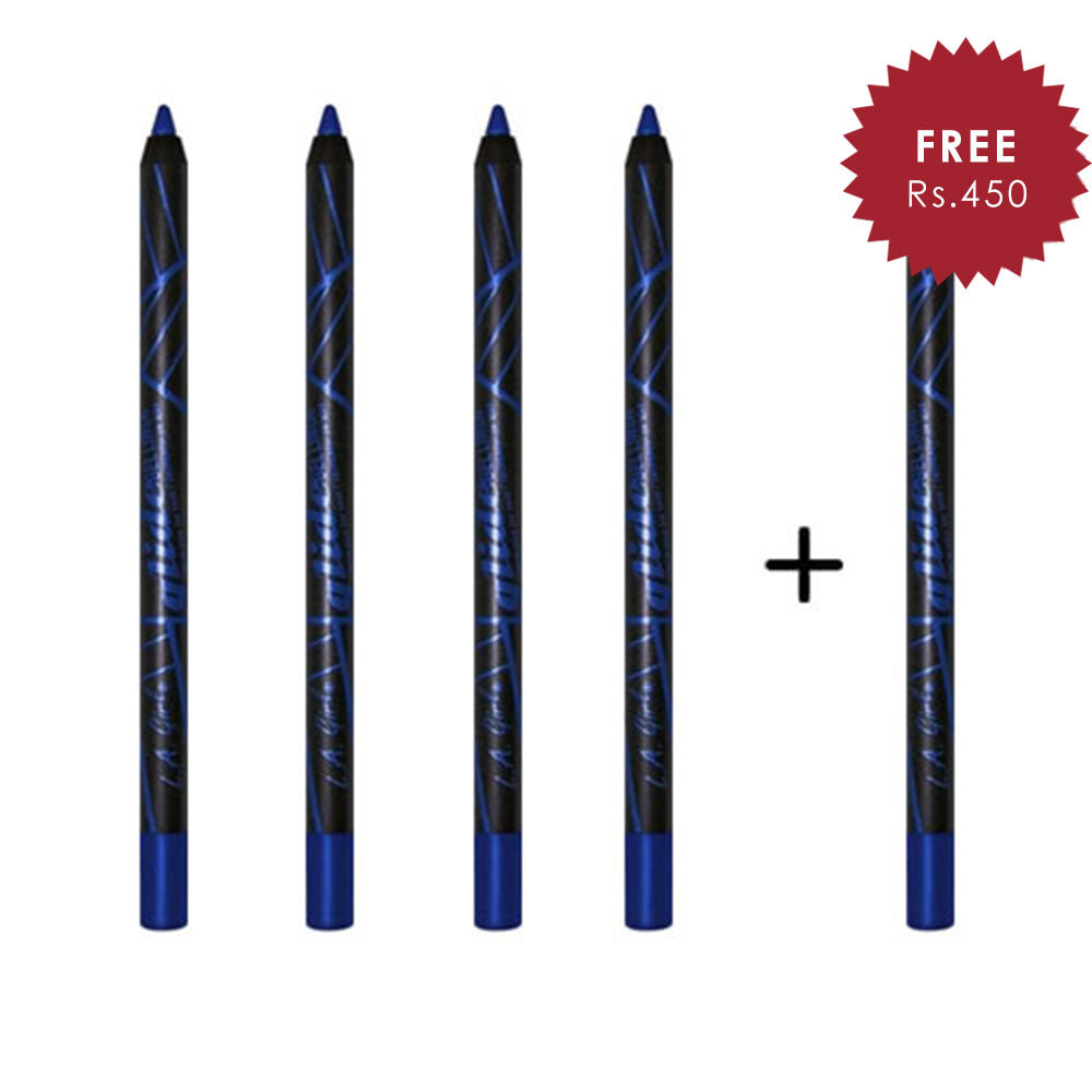 L.A. Girl Glide Gel Eye Liner Pencil - Royal Blue 4pc Set + 1 Full Size Product Worth 25% Value Free