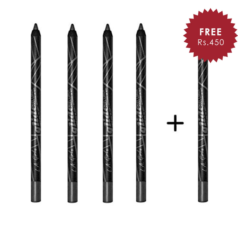 L.A. Girl Glide Gel Eye Liner Pencil - Smoky Charcoal 4pc Set + 1 Full Size Product Worth 25% Value Free