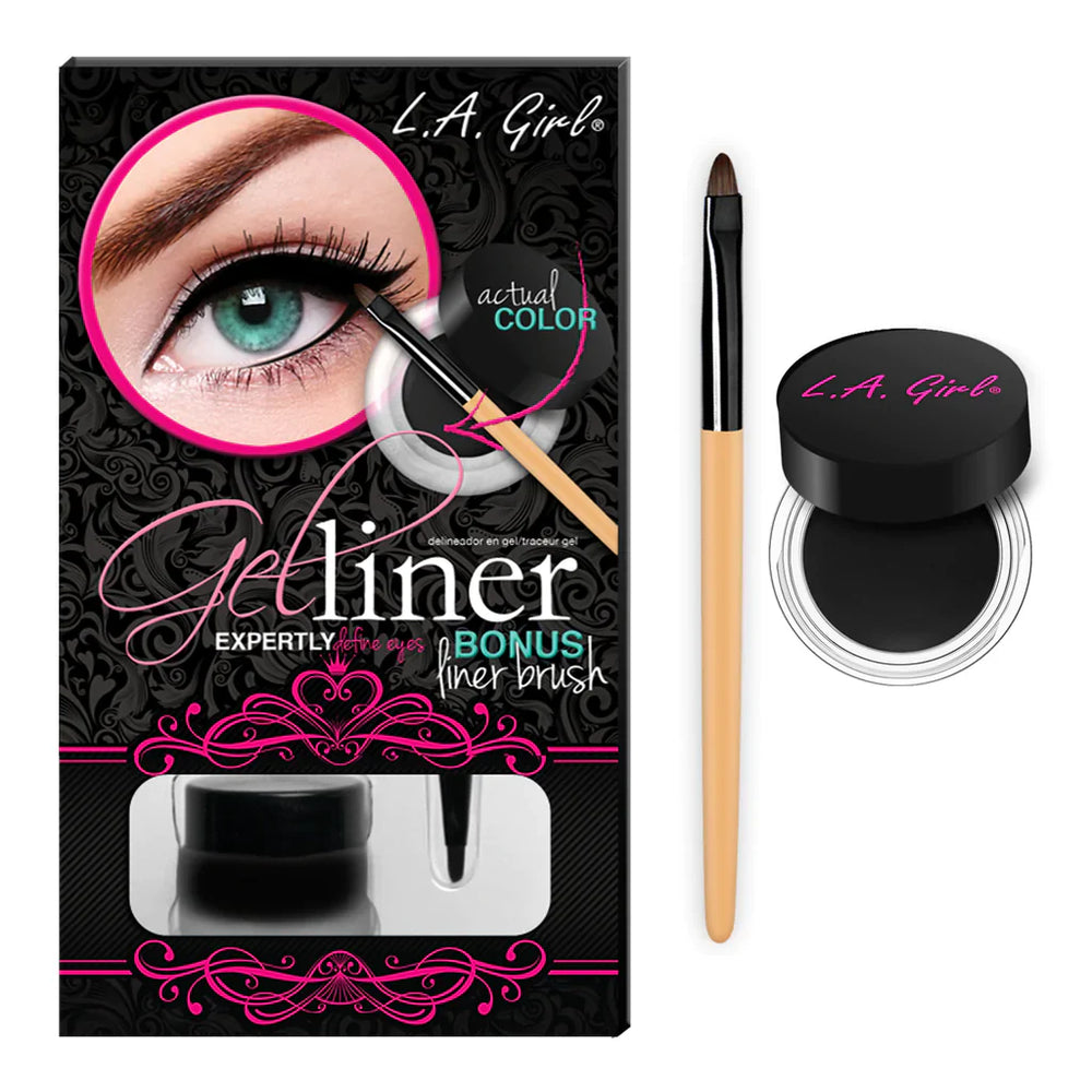 L.A. Girl Gel Liner Jet Black Kit 4pc Set + 1 Full Size Product Worth 25% Value Free