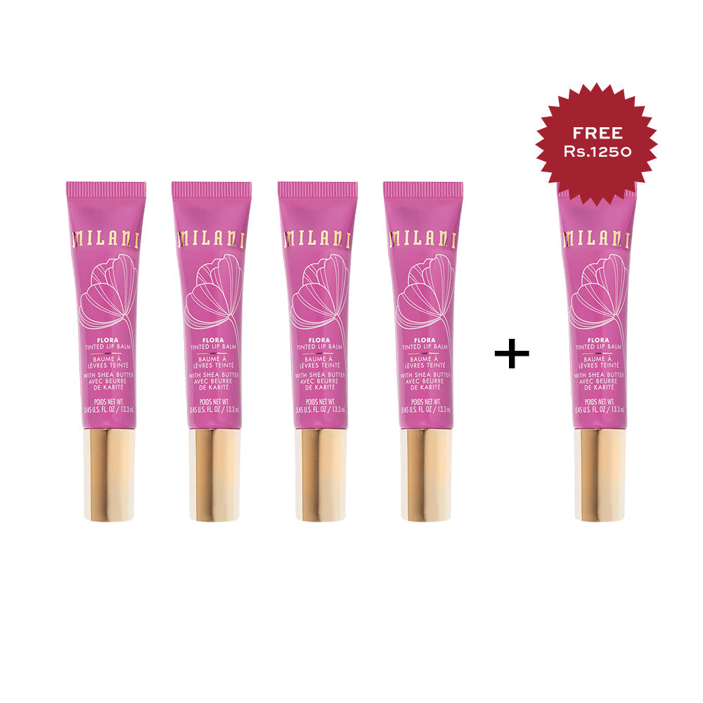 Milani Flora Tinted Lip Balm 4pc Set + 1 Full Size Product Worth 25% Value Free