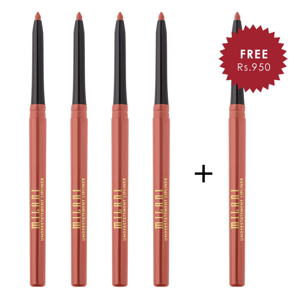 Milani Understatement Lipliner 110 Nude Entrance 4pc Set + 1 Full Size Product Worth 25% Value Free