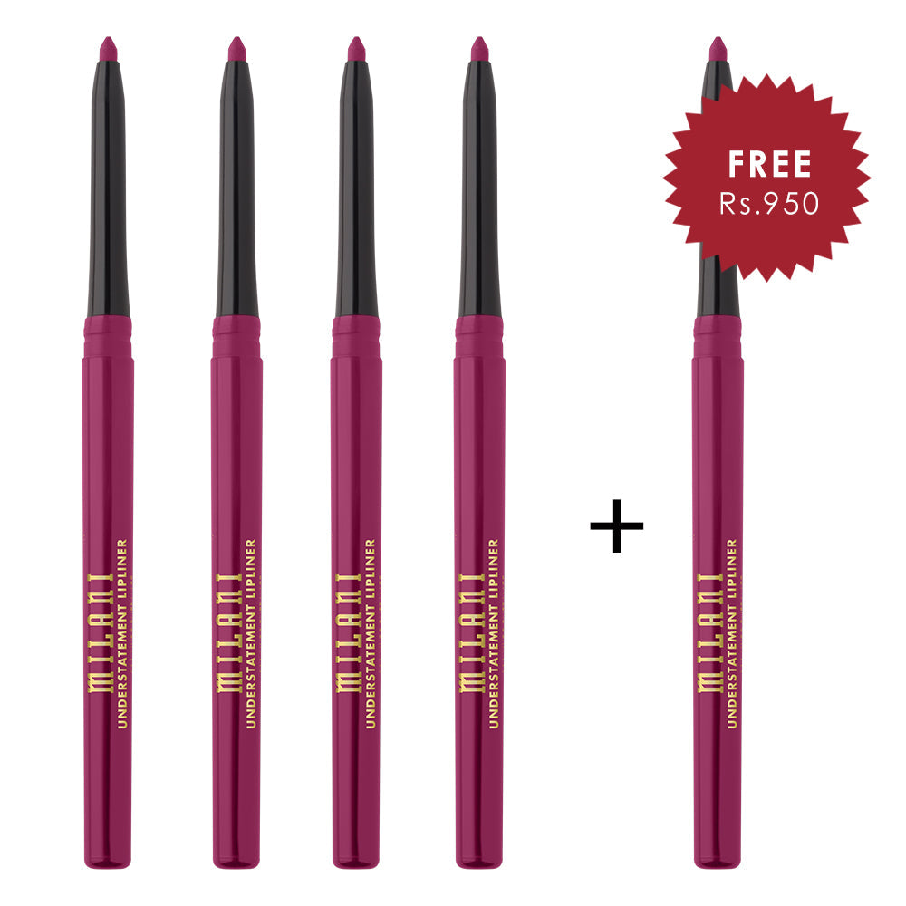 Milani Understatement Lipliner 200 Sassy Cherry 4pc Set + 1 Full Size Product Worth 25% Value Free