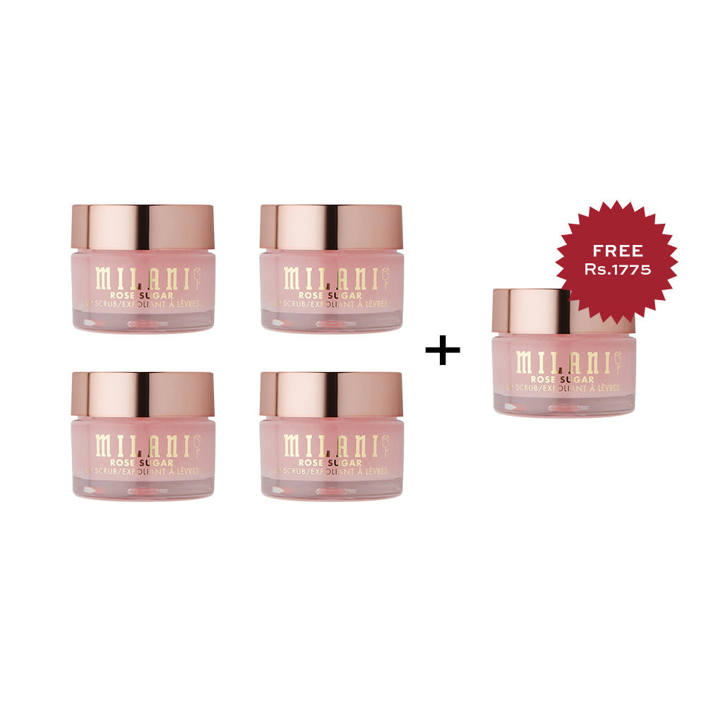 Milani Rose Sugar Lip Scrub 02 Lip Scrub 4pc Set + 1 Full Size Product Worth 25% Value Free