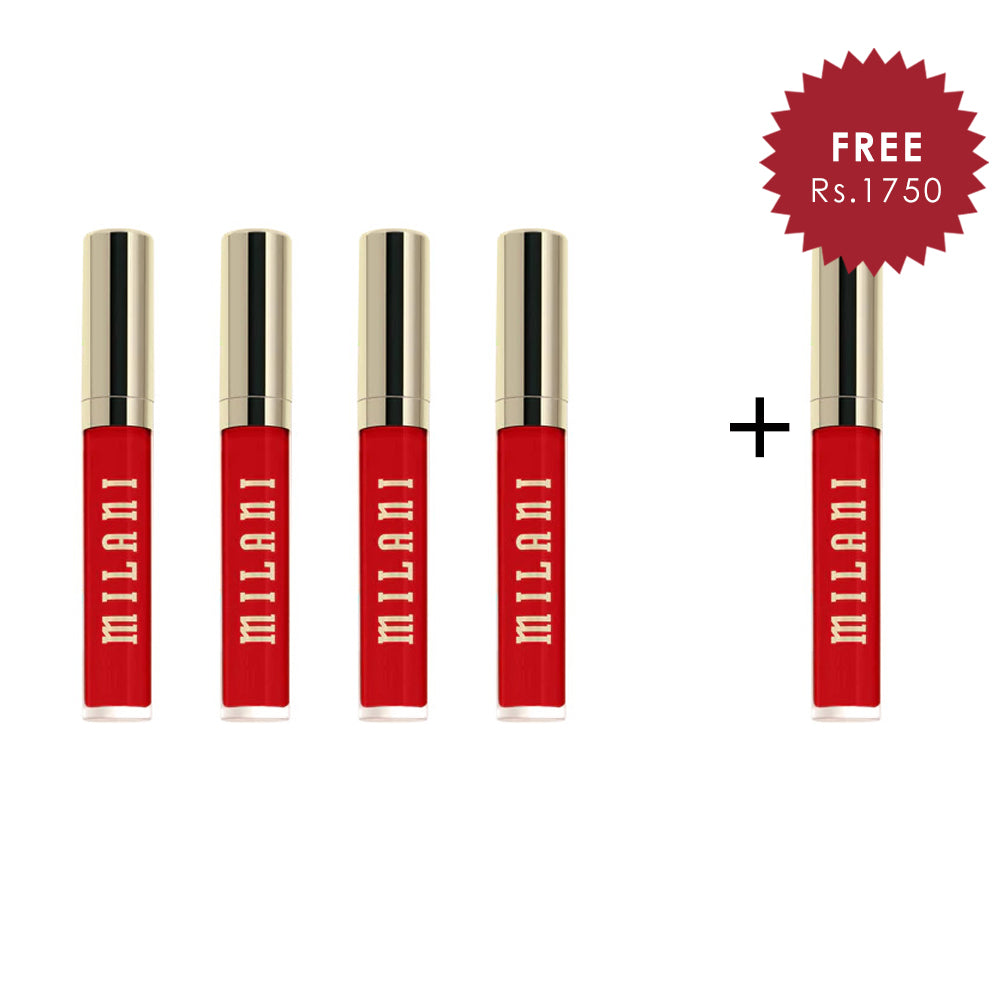 Milani Stay Put Liquid Lip Longwear Lipstick Red Flag 4pc Set + 1 Full Size Product Worth 25% Value Free