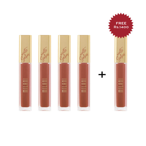 Milani Amore Satin Matte Lip Crème Velvet 4pc Set + 1 Full Size Product Worth 25% Value Free