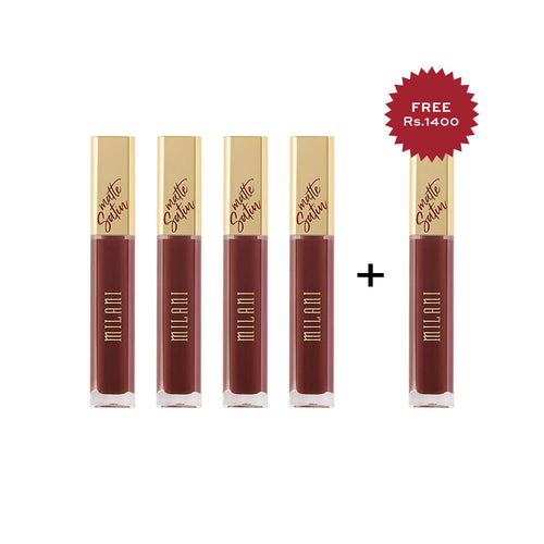 Milani Amore Satin Matte Lip Crème Elegant 4pc Set + 1 Full Size Product Worth 25% Value Free