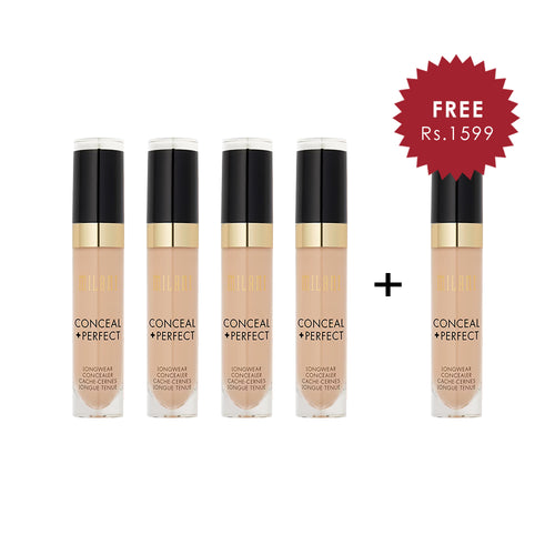 Milani Conceal + Perfect Long Wear Concealer Light Natural 4pc Set + 1 Full Size Product Worth 25% Value Free