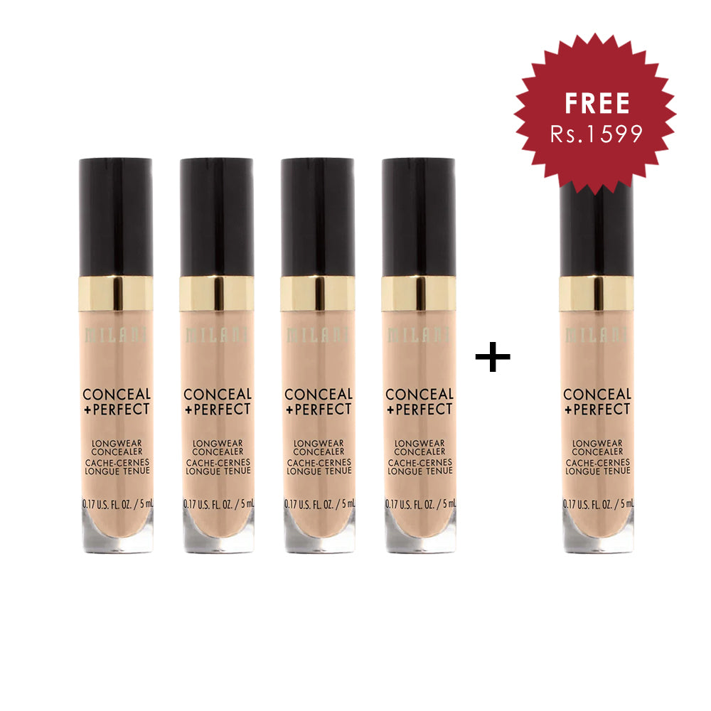 Milani Conceal + Perfect Long Wear Concealer Light Beige 4pc Set + 1 Full Size Product Worth 25% Value Free