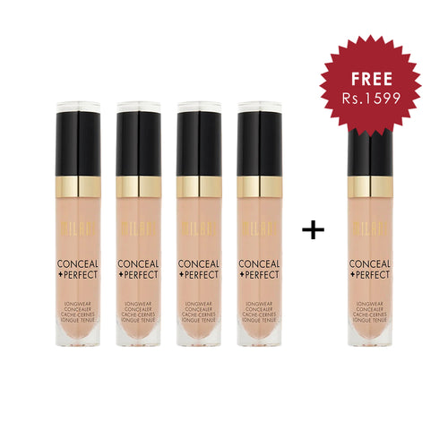 Milani Conceal + Perfect Long Wear Concealer Medium Beige  4pc Set + 1 Full Size Product Worth 25% Value Free
