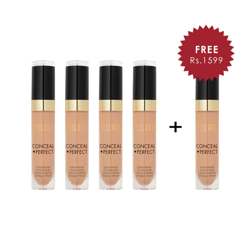 Milani Conceal + Perfect Long Wear Concealer Pure Beige  4pc Set + 1 Full Size Product Worth 25% Value Free