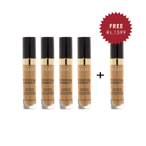 Milani Conceal + Perfect Long Wear Concealer Warm Beige 4pc Set + 1 Full Size Product Worth 25% Value Free